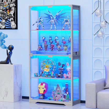 AT Vetrina con luci da collezione a 3 colori e porte in vetro